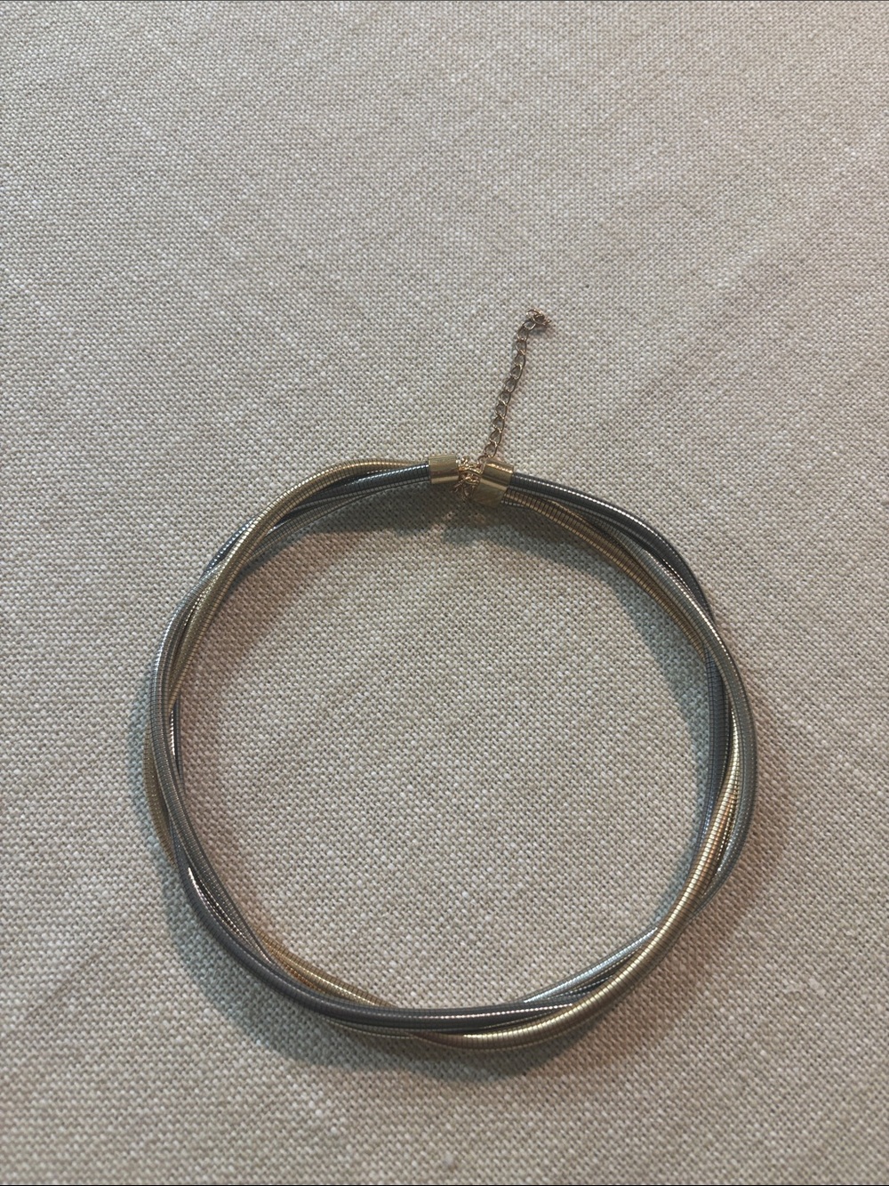 Mixed Metal Twist Choker Necklace - Gold & Silver